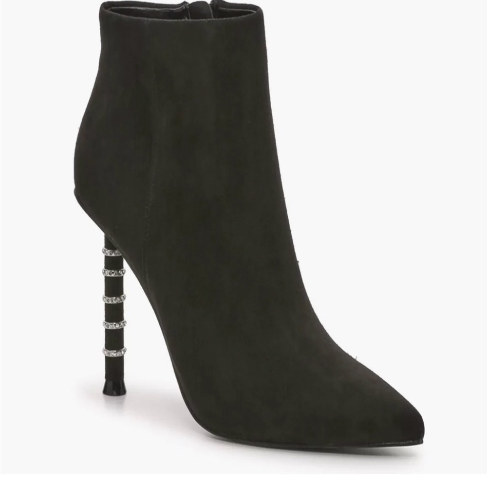 J Lo Elegant Black Ankle Boots  with rhinestone embellished heel size 8.5